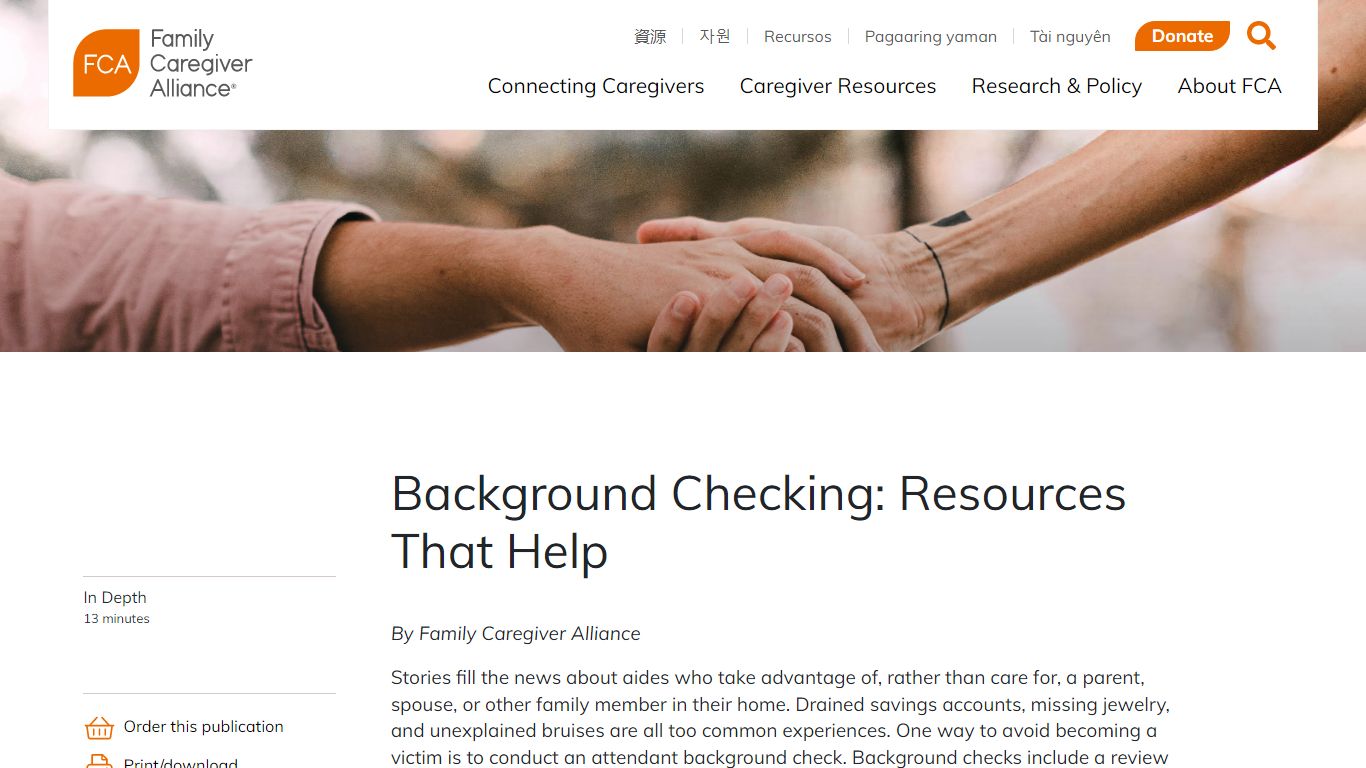 Background Checking: Resources That Help - Family Caregiver Alliance